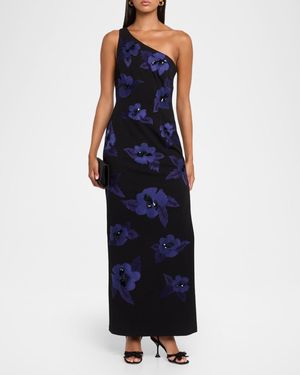 Aidan Mattox Beaded Halter Column Gown in White | Lyst