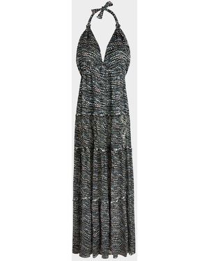 Vilebrequin Pearl Devore Tiered Silk Maxi Dress - White