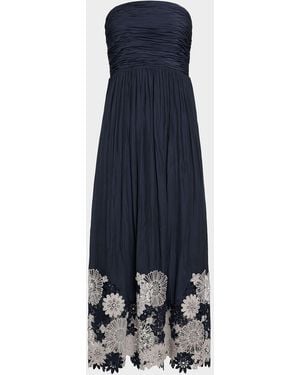 Ramy Brook Milani Embroidered Strapless Maxi Dress - Blue