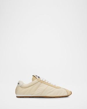 Miu Miu Low-Top Nylon & Suede Sneakers - Natural
