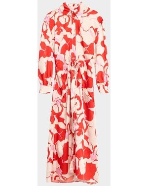 MISA Los Angles Kasbah Floral Midi Shirtdress - Red