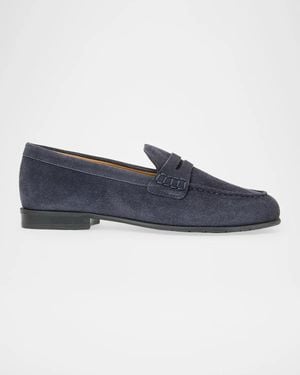 Aquatalia Ellis Waterproof Suede Penny Loafers - Blue