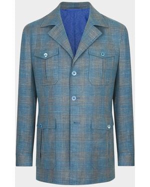 Stefano Ricci Apos;S Plaid Four-Pocket Field Jacket - Blue