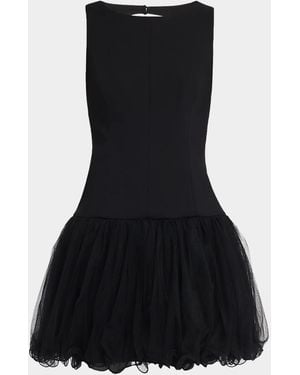 Cinq À Sept Neriva Sleeveless Fit & Flare Tulle Skirt Mini Dress - Black