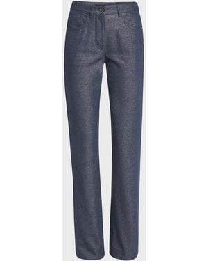 Giorgio Armani Bootleg Jeans With Logo Embroidery - Blue