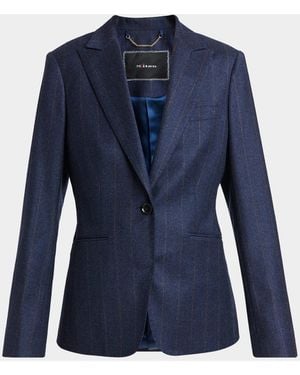 Kiton Pinstripe Wool-Cashmere Single-Breasted Jacket - Blue