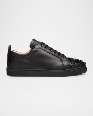 Christian Louboutin Louis Junior Spikes Leather Low-Top Sneakers - Black