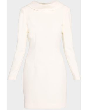 Roland Mouret Extended Boat Neck Long-Sleeve Mini Dress - Natural