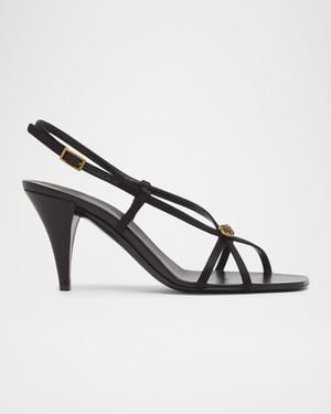 Versace 80Mm Medusa Satin Strappy Sandals - Metallic