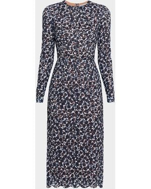MICHAEL Michael Kors Long-Sleeve Lace Midi Sheath Dress - Blue