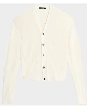 Jacquemus Brode Back-Embroidery Knit Cardigan - Natural