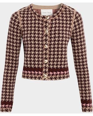 Cara Cara Wanda Houndstooth Knit Cardigan - Brown