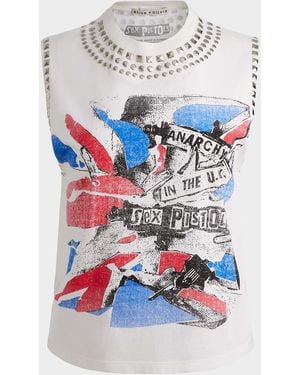 Alice + Olivia Micah Embellished Muscle Tee - Gray