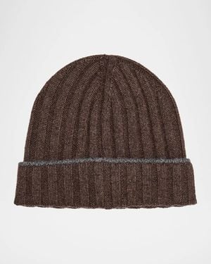Brunello Cucinelli Apos;S Tipped Cashmere Rib-Knit Beanie Hat - Brown