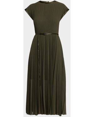 Jason Wu Belted Pleated Chiffon Midi Dress - Green