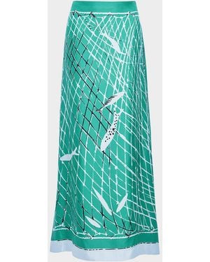 Altuzarra Linnie Printed Silk Maxi Skirt - Green