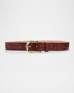 Streets Ahead Croc-Embossed Leather Belt - Brown