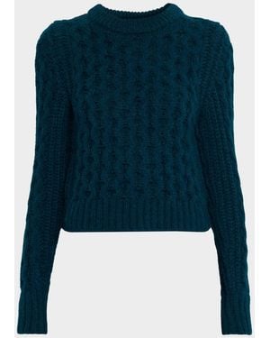 Eleven Six Amara Fisherman And Cable-Knit Alpaca-Blend Sweater - Blue