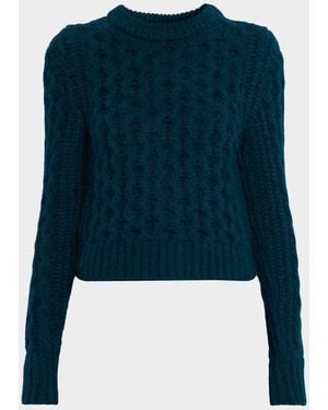 Eleven Six Amara Fisherman And Cable-Knit Alpaca-Blend Sweater - Blue