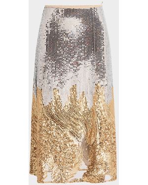 No Pise La Grama Elena Sequined Midi Skirt - Natural