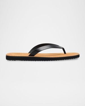 The Row City Leather Flat Thong Sandals - Blue