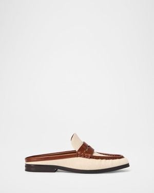 Jonathan Simkhai Dean Canvas & Leather Backless Loafers - White