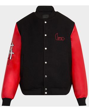 RTA Marty Flame Logo Varsity Jacket - Red