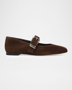 Vince Daniela Suede Mary Jane Ballerina Flats - Brown