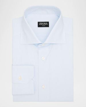 ZEGNA Micro-Check Cotton Dress Shirt - White