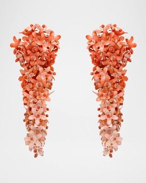 Oscar de la Renta Cascading Flower Earrings - Orange