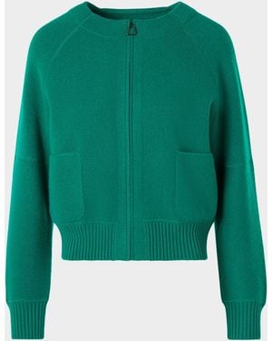 Akris Cashmere Pique Zipped Cardigan - Green
