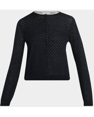 Vince Dotted Wool-Blend Cardigan - Blue