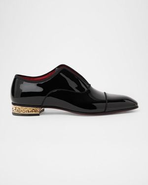 Christian Louboutin Alphamale Rocks Patent Leather Everlasting-Sole Loafers - Black