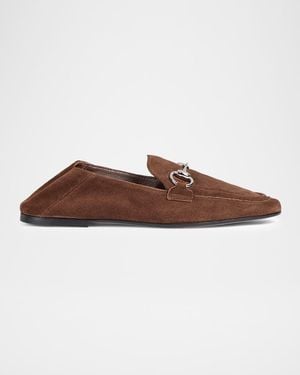 Gucci Jordaan Soft Suede Loafers With Horsebit - Brown