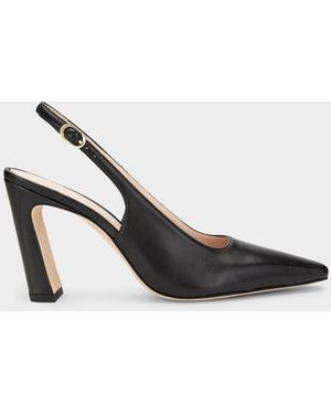 Stuart Weitzman Stassi 85Mm Leather Slingback Pumps - Metallic