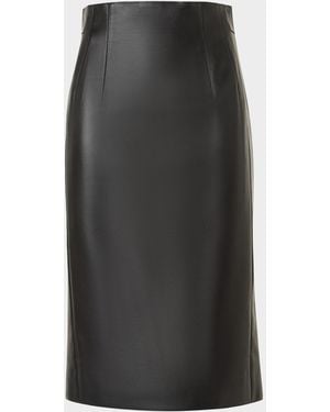 Akris Lamb Nappa Leather Pencil Skirt - Black