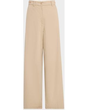 Weekend by Maxmara Alfeo Wide-Leg Cotton Gabardine Pants - Natural