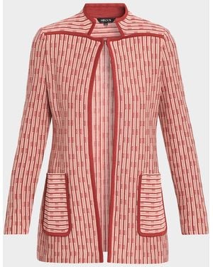 Misook Geometric Knit Jacket - Red