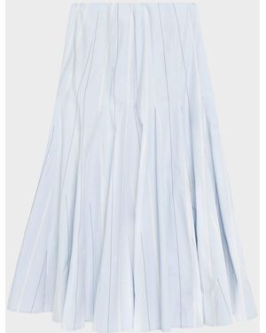 Polo Ralph Lauren Striped Godet Cotton Poplin Midi Skirt - White