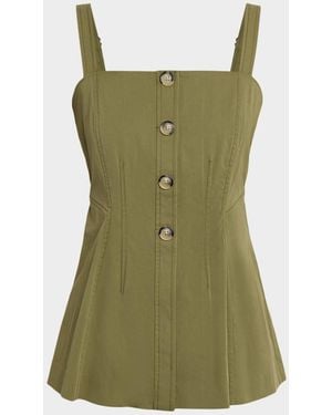 Veronica Beard Kariselle Sleeveless Square-Neck Top - Green