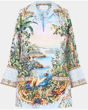 CAMILLA Long-Sleeve Tunic Dress - Blue