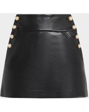 Alice + Olivia Donald Vegan Leather Mini Skirt - Black