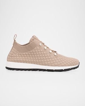 Jimmy Choo Veles Diamond Knit Low-Top Sneakers - Natural