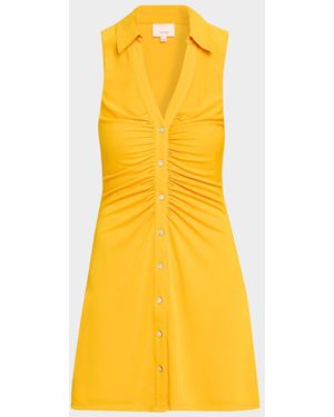 Cinq À Sept Melinda Gathered Button-Front Mini Dress - Yellow