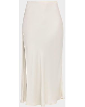 LAPOINTE Satin Bias Slit Midi Skirt - White