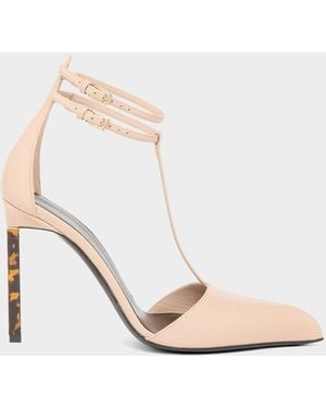 Tom Ford 105Mm Shiny Kid Leather T-Strap Pumps - White