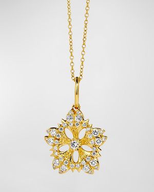 Syna 18K Diamond Flower Pendant Necklace - Metallic