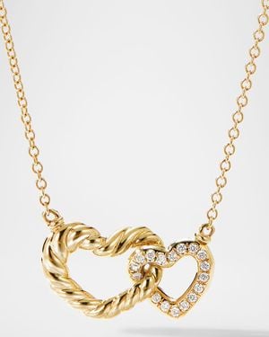 David Yurman Cable Collectible Interlocking Heart Necklace With Diamonds - Metallic