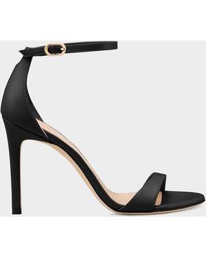 Stuart Weitzman 100Mm Nudist Ii Leather Ankle-Strap Sandals - Black