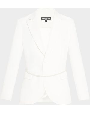 Generation Love Martina Belted Crepe Blazer - White